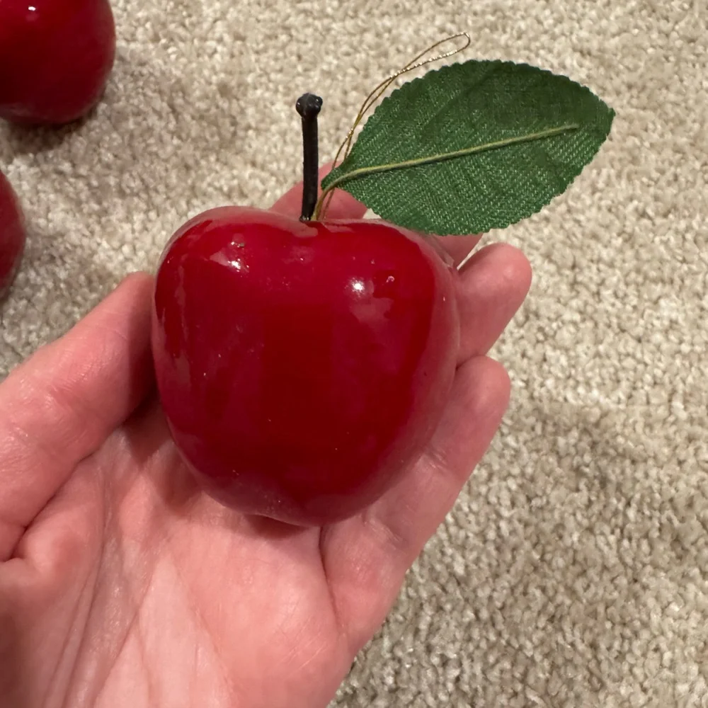 Set of Decorative Red Apple ornaments 1980s Christmas